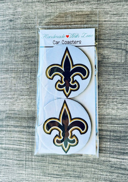 Football Fleur De Lis Neoprene Car Coasters with Notch