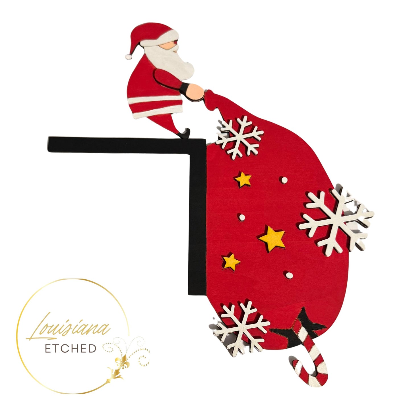 Santa Claus Holding Toy Bag 3D Laser Cut Christmas Door Corner Door Hugger Door Topper