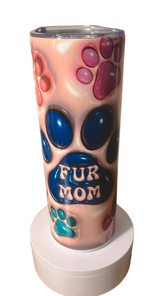 3D Inflated Fur Mom 20oz Skinny Tumbler