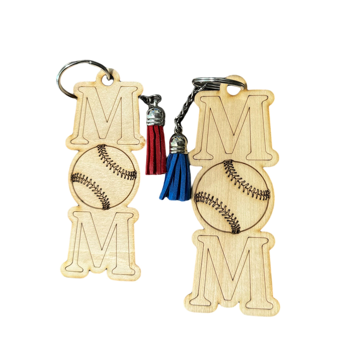 Baseball Mom Softball Mom Wood Keychain