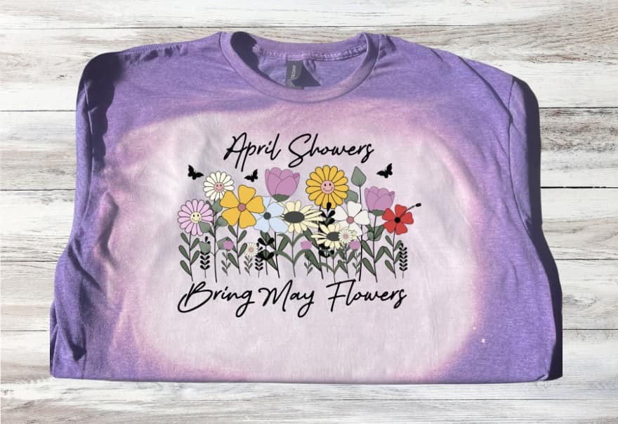 April Showers Bring May Flowers Spring Bleached Short Sleeve T-Shirt