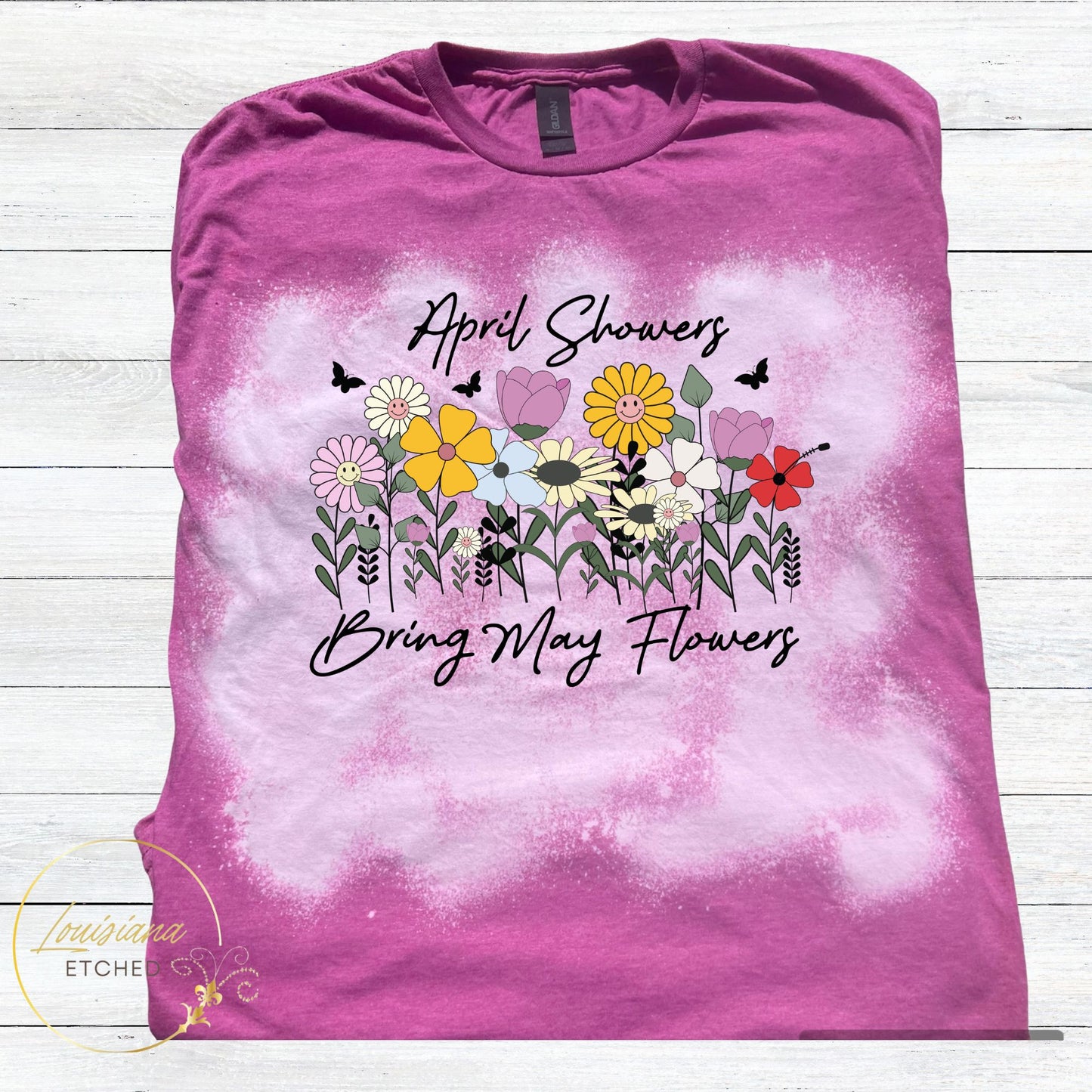 April Showers Bring May Flowers Spring Bleached Short Sleeve T-Shirt