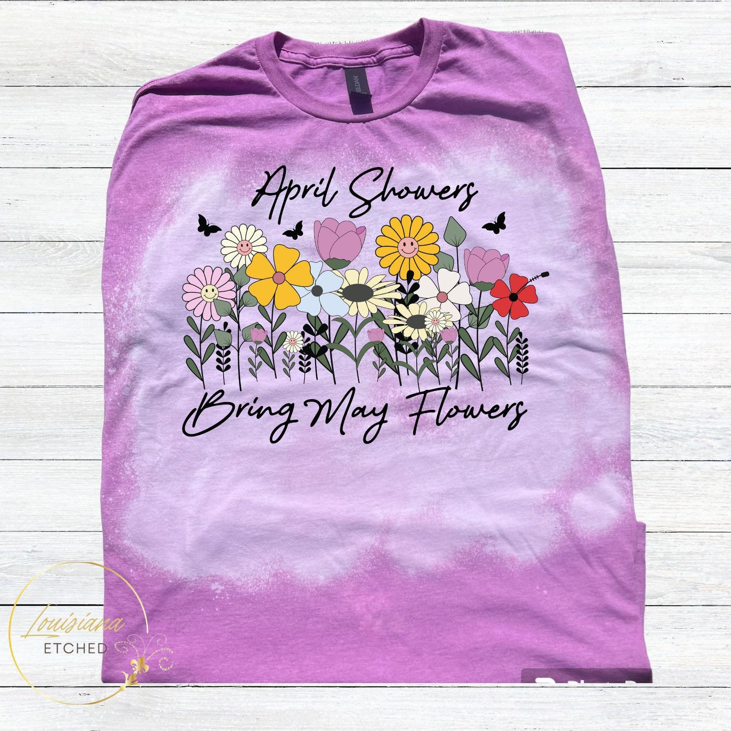 April Showers Bring May Flowers Spring Bleached Short Sleeve T-Shirt