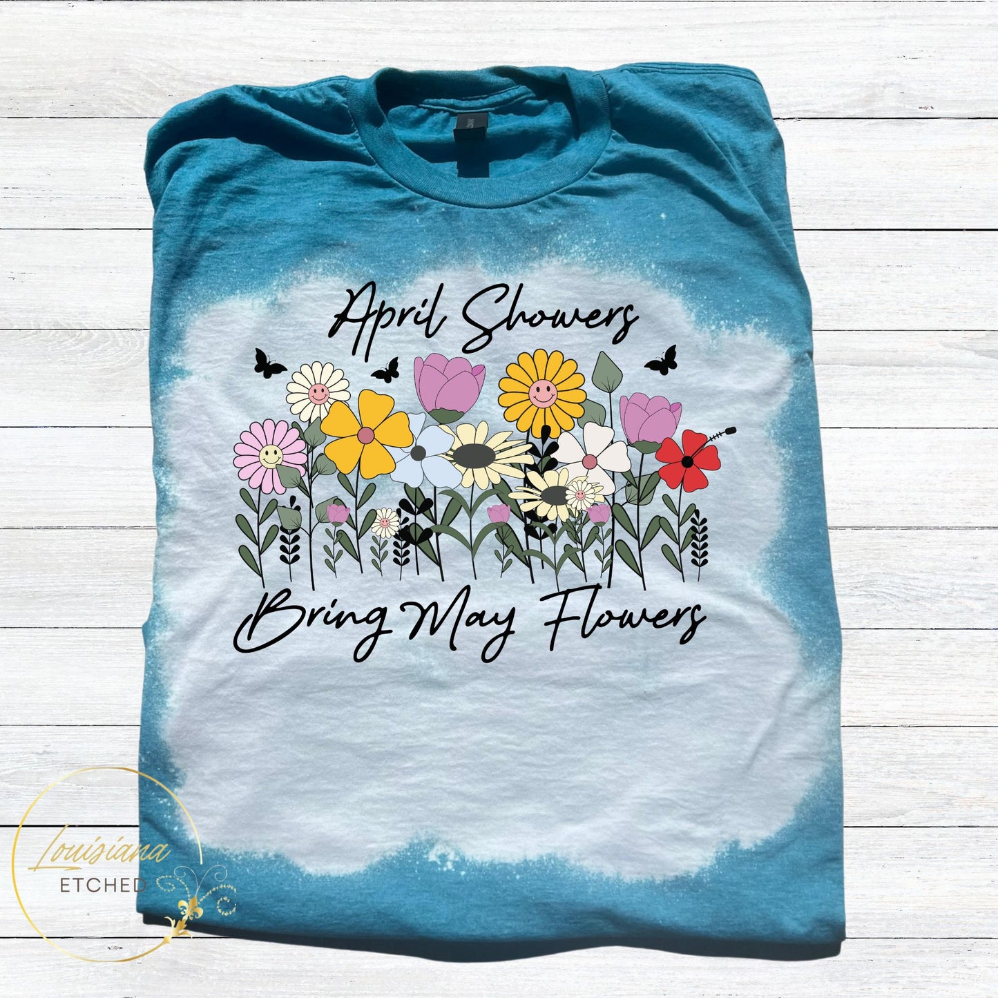 April Showers Bring May Flowers Spring Bleached Short Sleeve T-Shirt