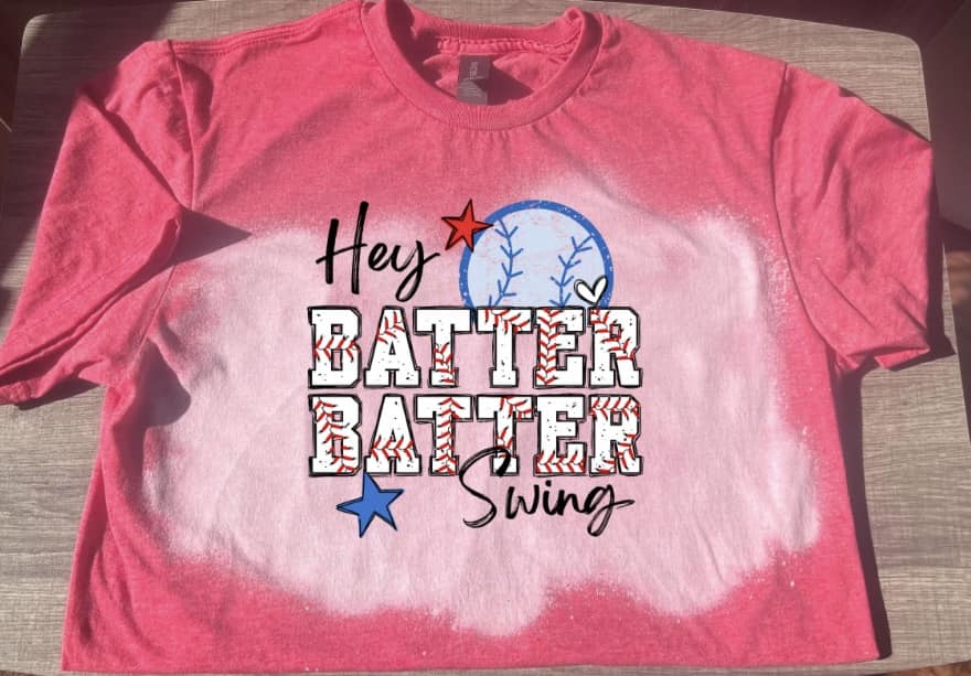 Batter, Batter Swing! Baseball Bleached Short Sleeve T-Shirt