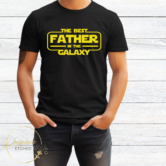 The Best Father in the Galaxy Father's Day Space DTF Short Sleeve T-Shirt