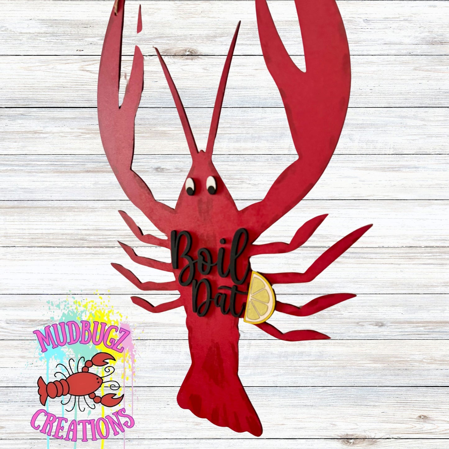 Boil Dat Crawfish with Lemon Season Laser Cut 3D Wood Round Door Hanger Door Sign