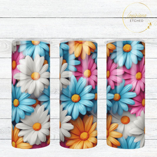 Colorful Daisies Pastel Flowers Flower 20oz Skinny Tumbler