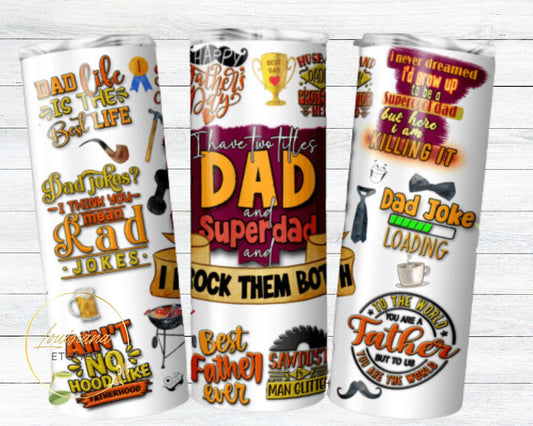 Dad & Super Dad Title Rock Them Both Humorous Father's Day Funny 20oz Skinny Tumbler