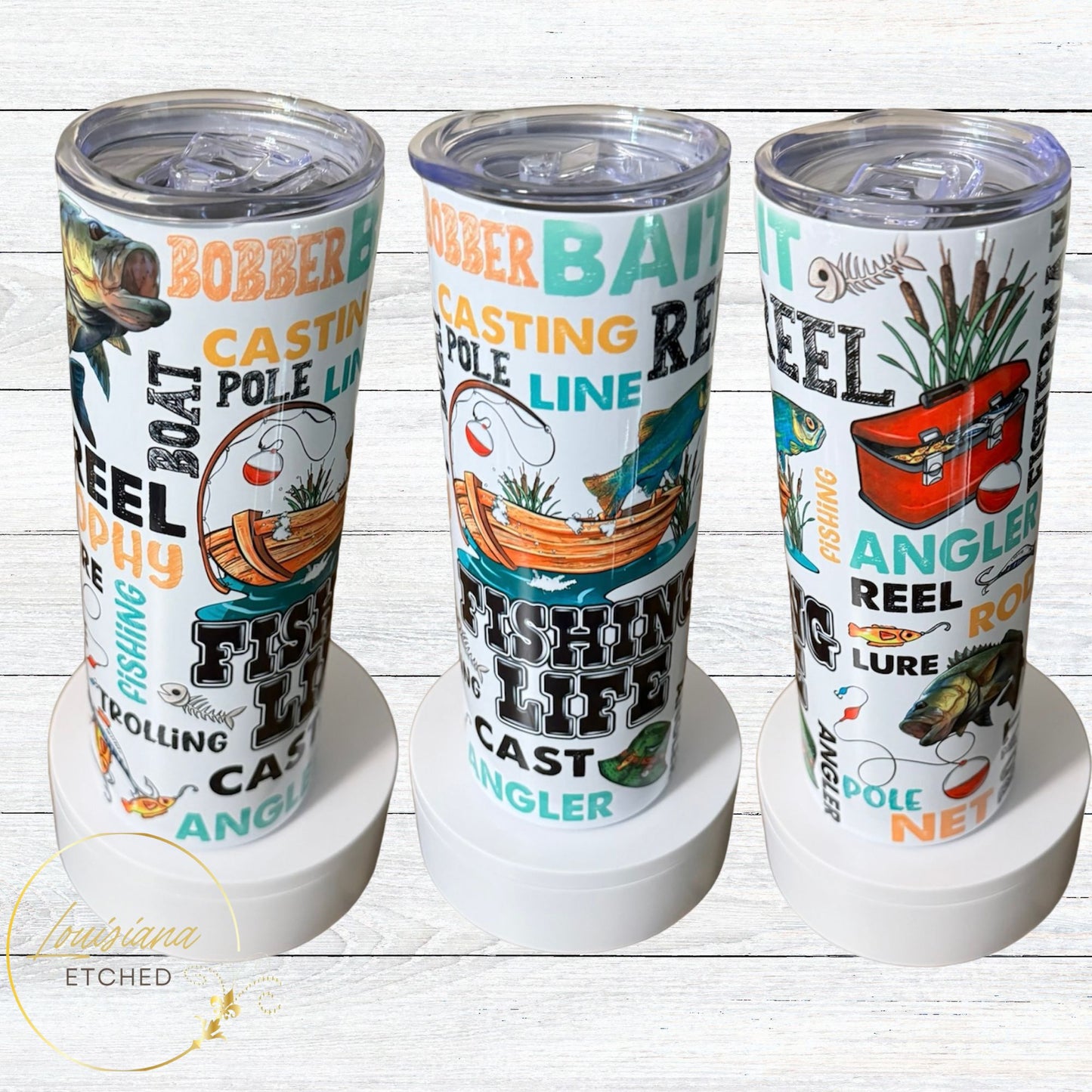 Fishing Life Fishing Boat Quotes 20oz Skinny Tumbler