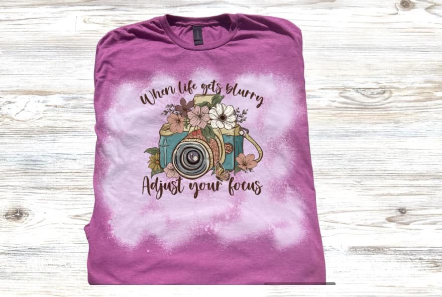 When Life Gets Blurry, Adjust Your Focus Floral Spring Flowers Bleached Short Sleeve T-Shirt