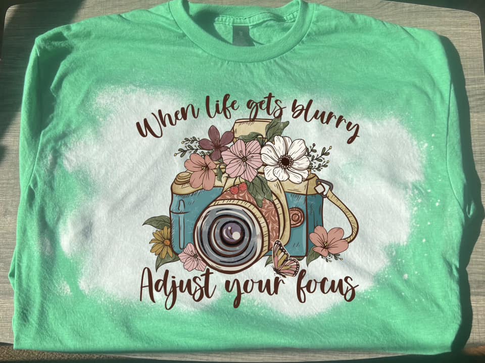 When Life Gets Blurry, Adjust Your Focus Floral Spring Flowers Bleached Short Sleeve T-Shirt