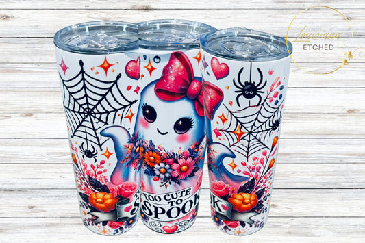 Halloween Colorful Cute Too Cute to Spook Ghost 20oz Skinny Tumbler