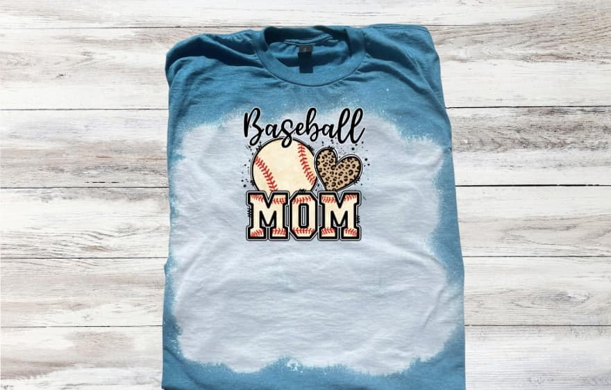 Love Baseball Mom Leopard Print Bleached Short Sleeve T-Shirt