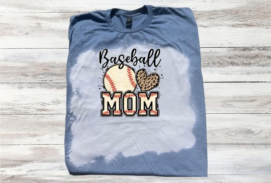 Love Baseball Mom Leopard Print Bleached Short Sleeve T-Shirt