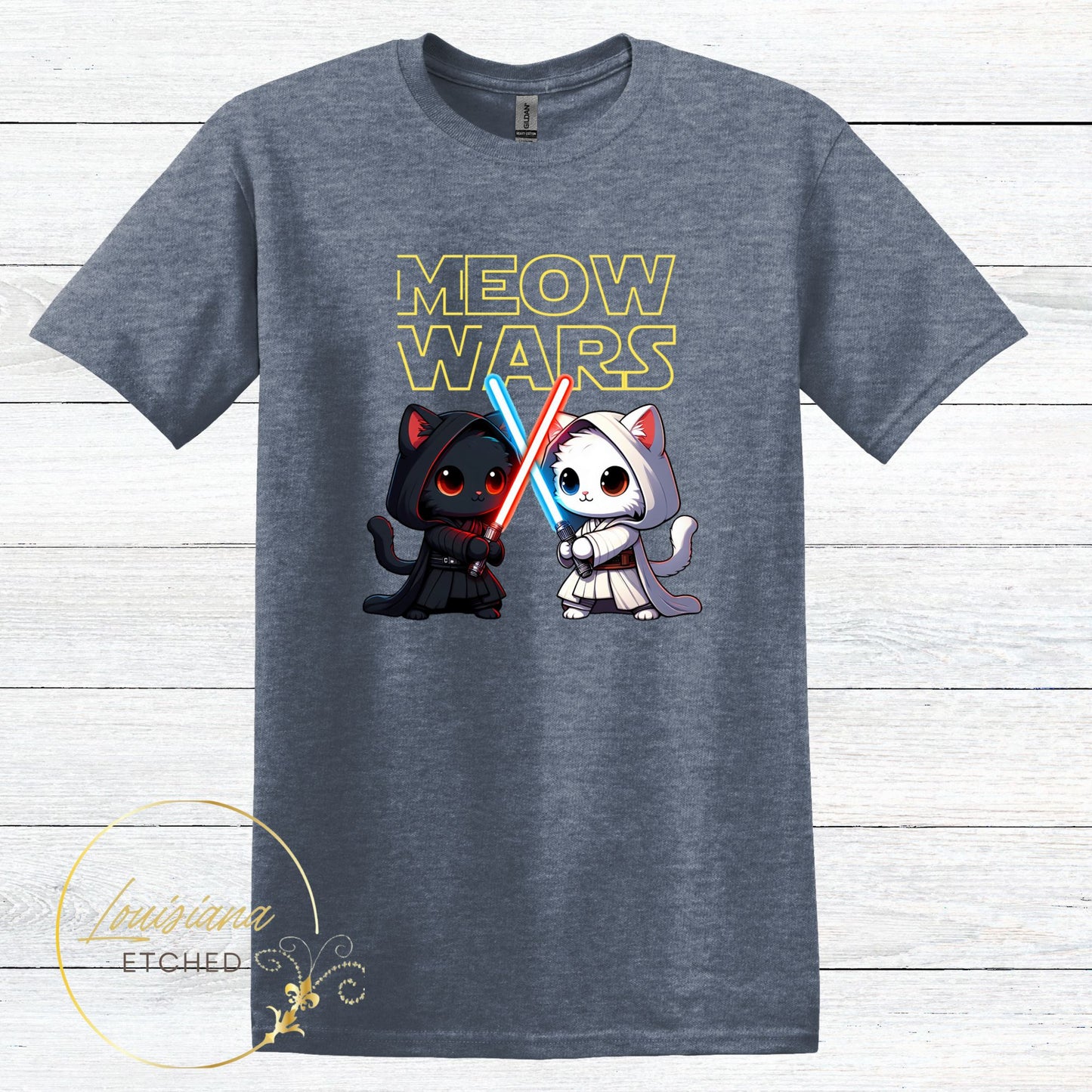 Meow Wars Funny Cat DTF Humorous Movie Short Sleeve T-Shirt