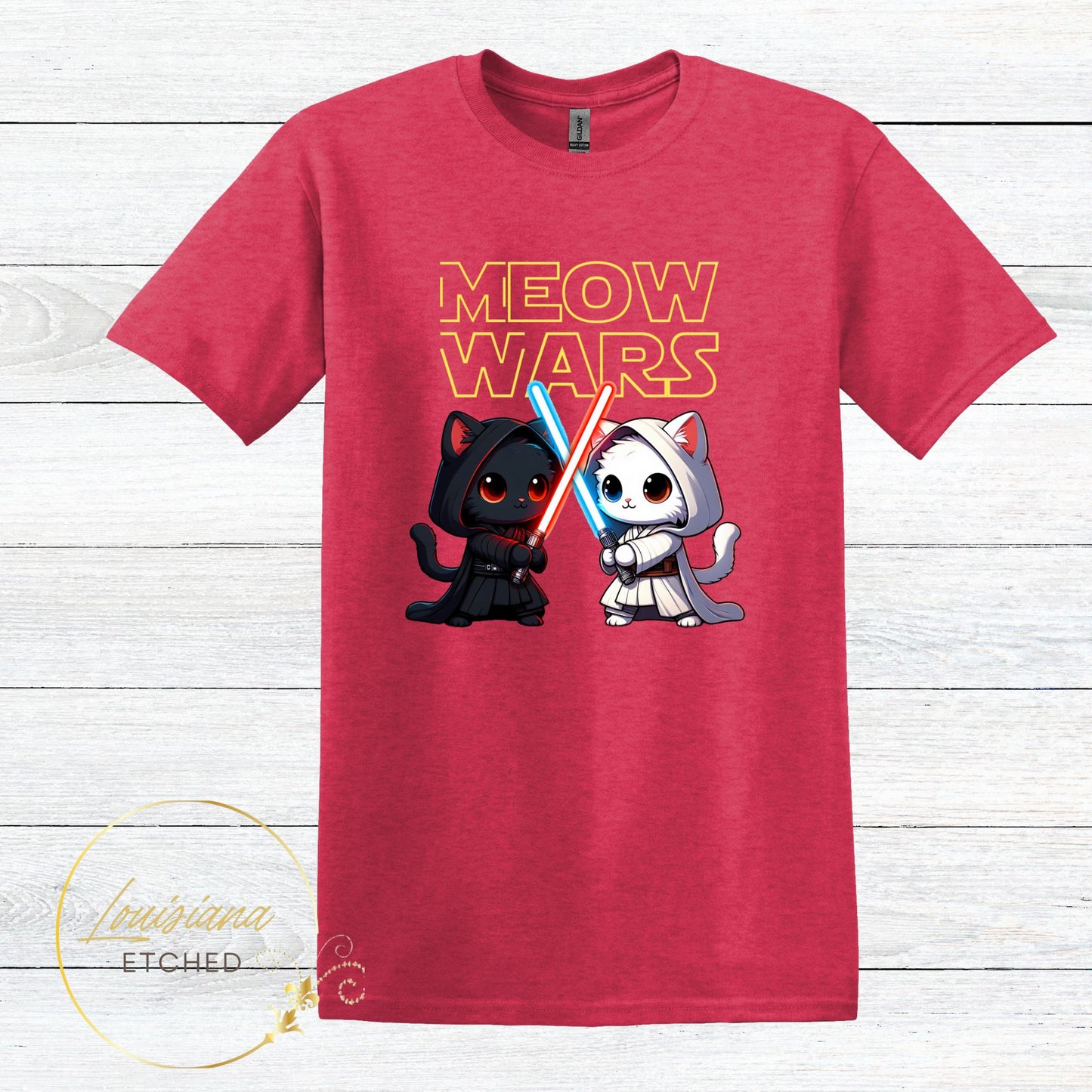 Meow Wars Funny Cat DTF Humorous Movie Short Sleeve T-Shirt