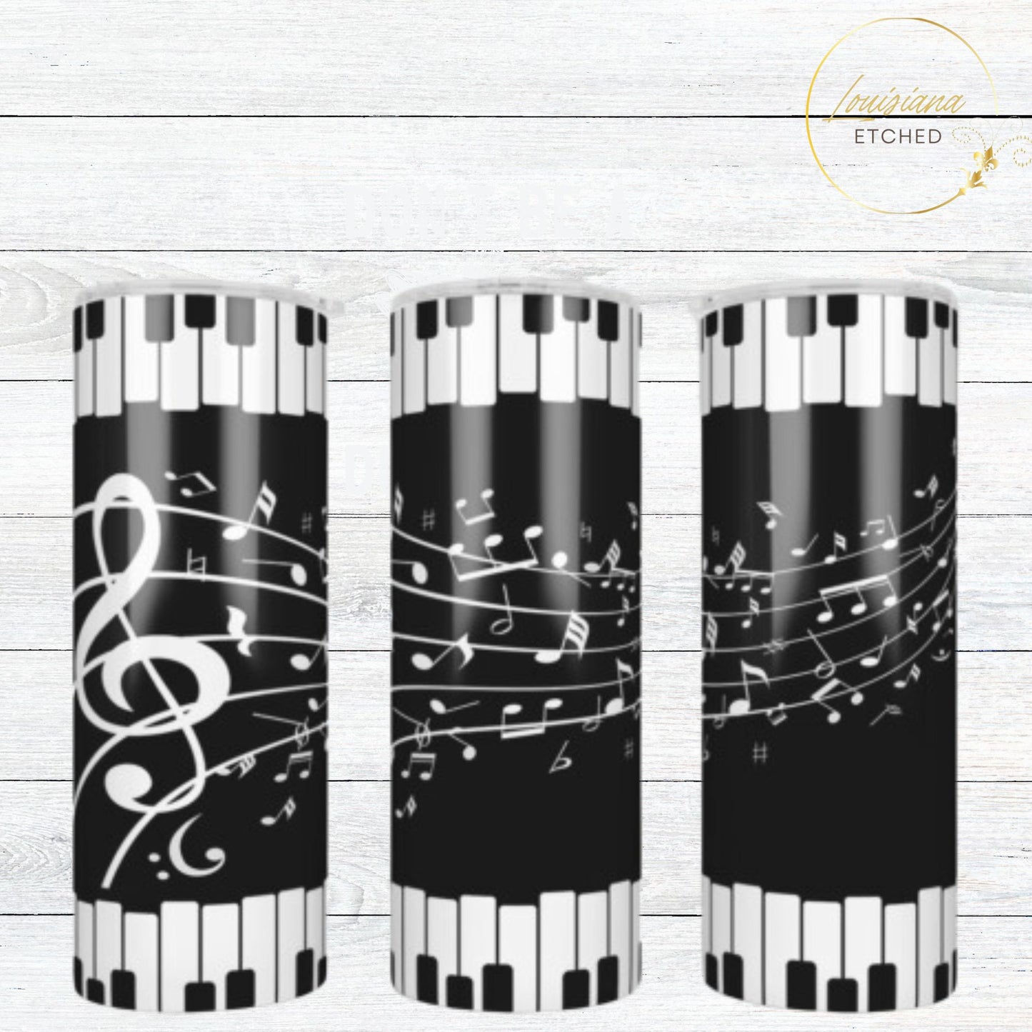 Black & White Musical Notes Piano Music Musical 20oz Skinny Tumbler