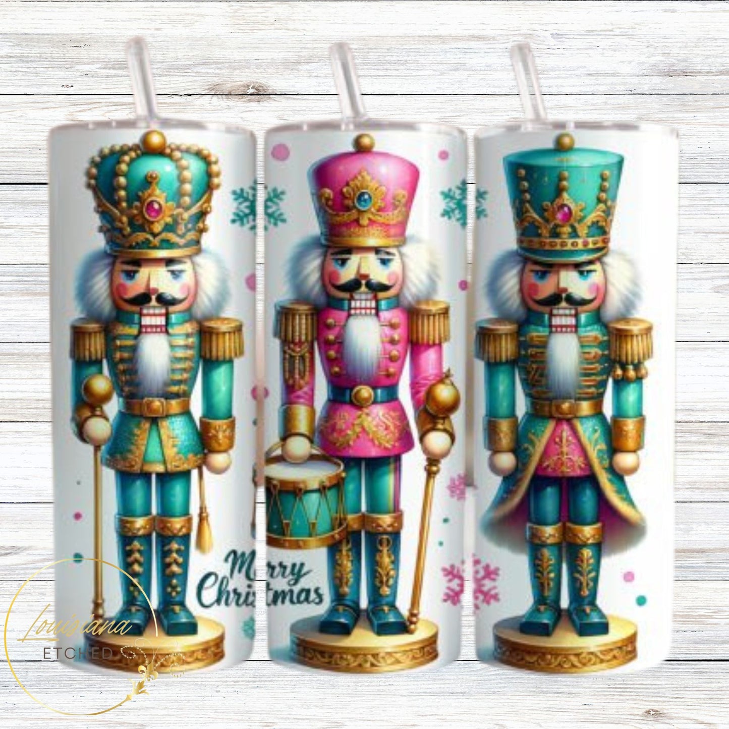 Merry Christmas Pastel Color Nutcracker Soldiers Nutcrackers 20oz Skinny Tumbler