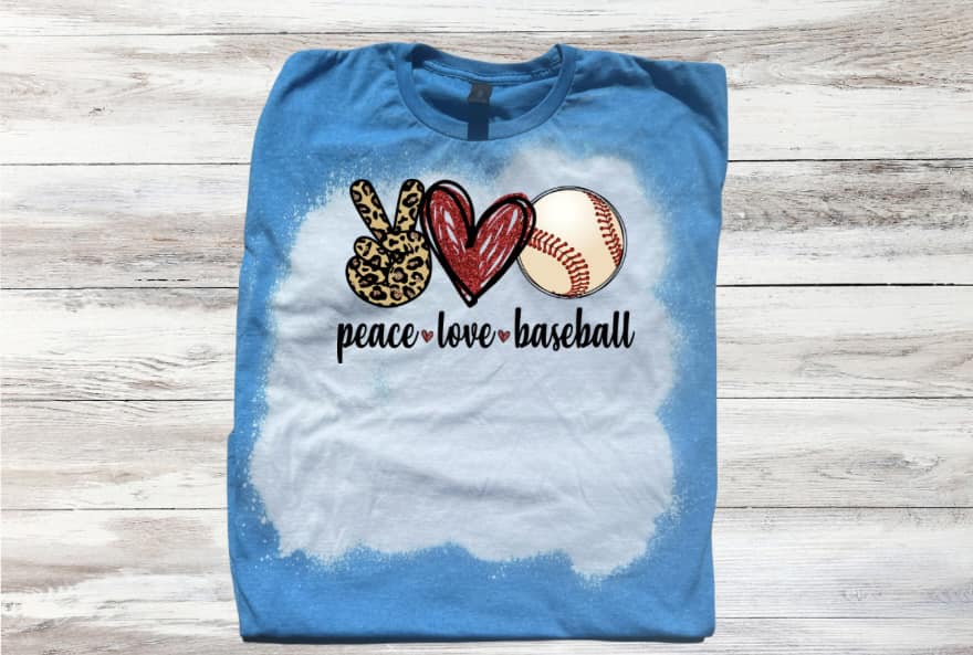 Peace Love Baseball in Red Bleached Short Sleeve T-Shirt