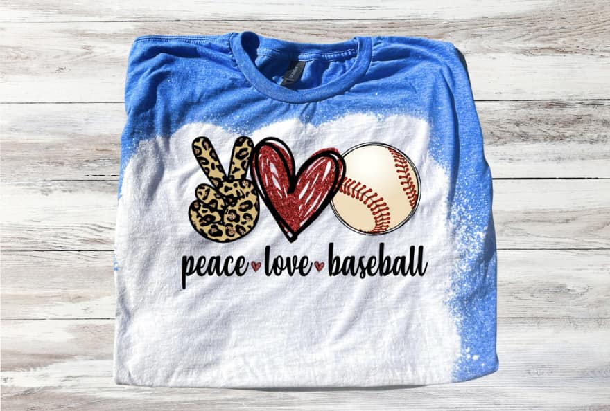 Peace Love Baseball in Red Bleached Short Sleeve T-Shirt