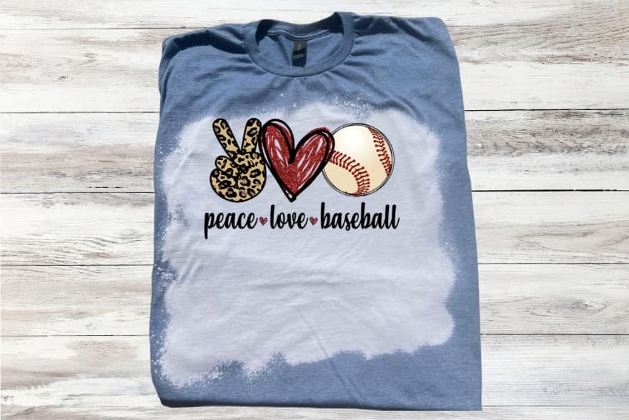 Peace Love Baseball in Red Bleached Short Sleeve T-Shirt