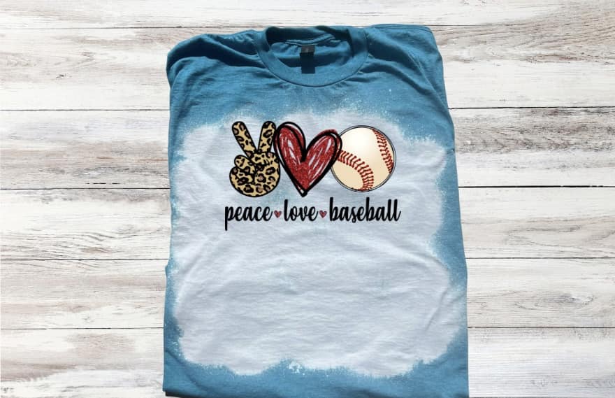 Peace Love Baseball in Red Bleached Short Sleeve T-Shirt