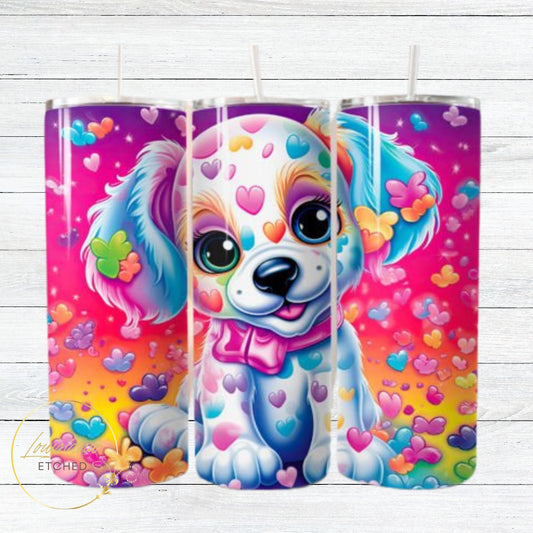 Retro Puppy Colorful Cartoon Puppy Dog 20oz Skinny Tumbler