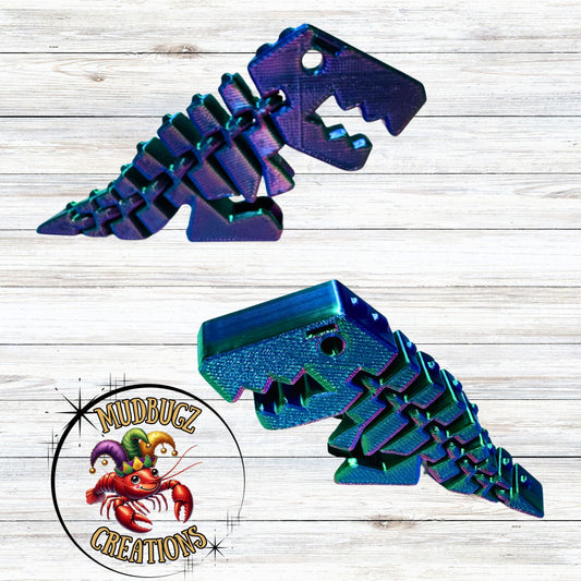 3D Printed Flexi Rex Dinosaur Dino Multi-Colored Ombre Silk Fidget Toy