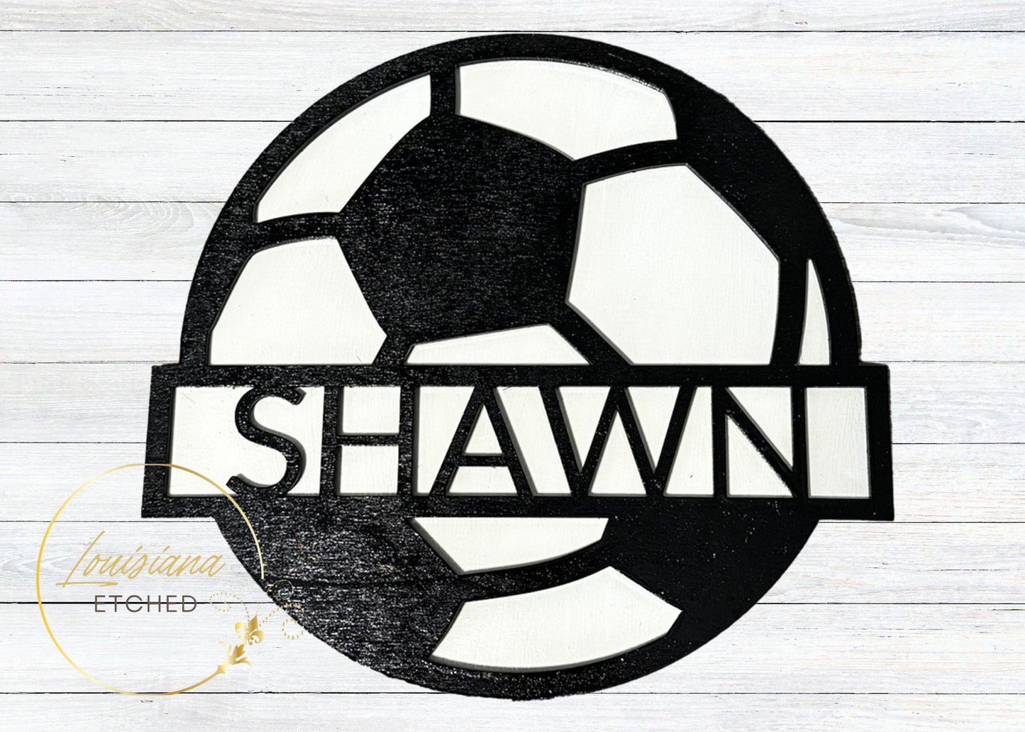 Laser Cut Personalized Wood Soccer Name Sign