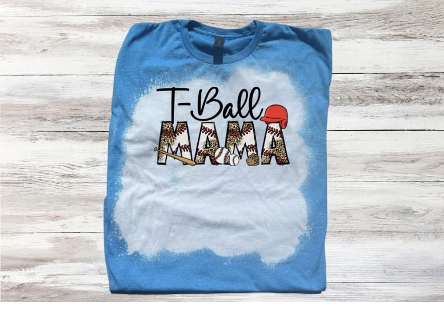 T-Ball Mama w/ Helmet Bleached Short Sleeve T-Shirt