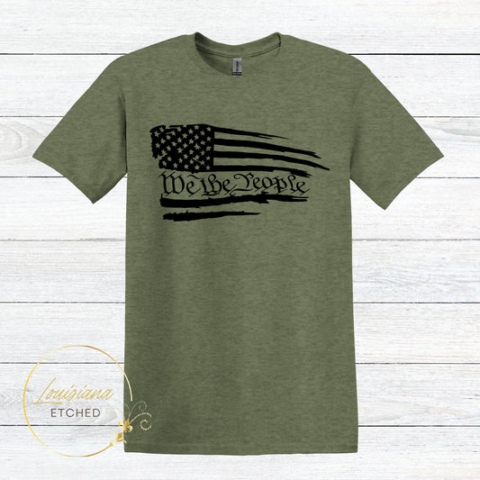 We the People Patriotic American Flag Short Sleeve T-Shirt